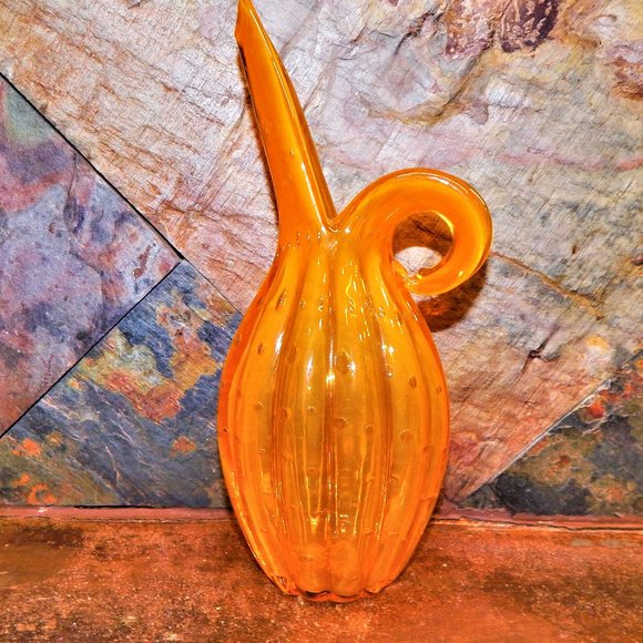 Other - Beautiful Slim Orange Pumpkin Glass Vase